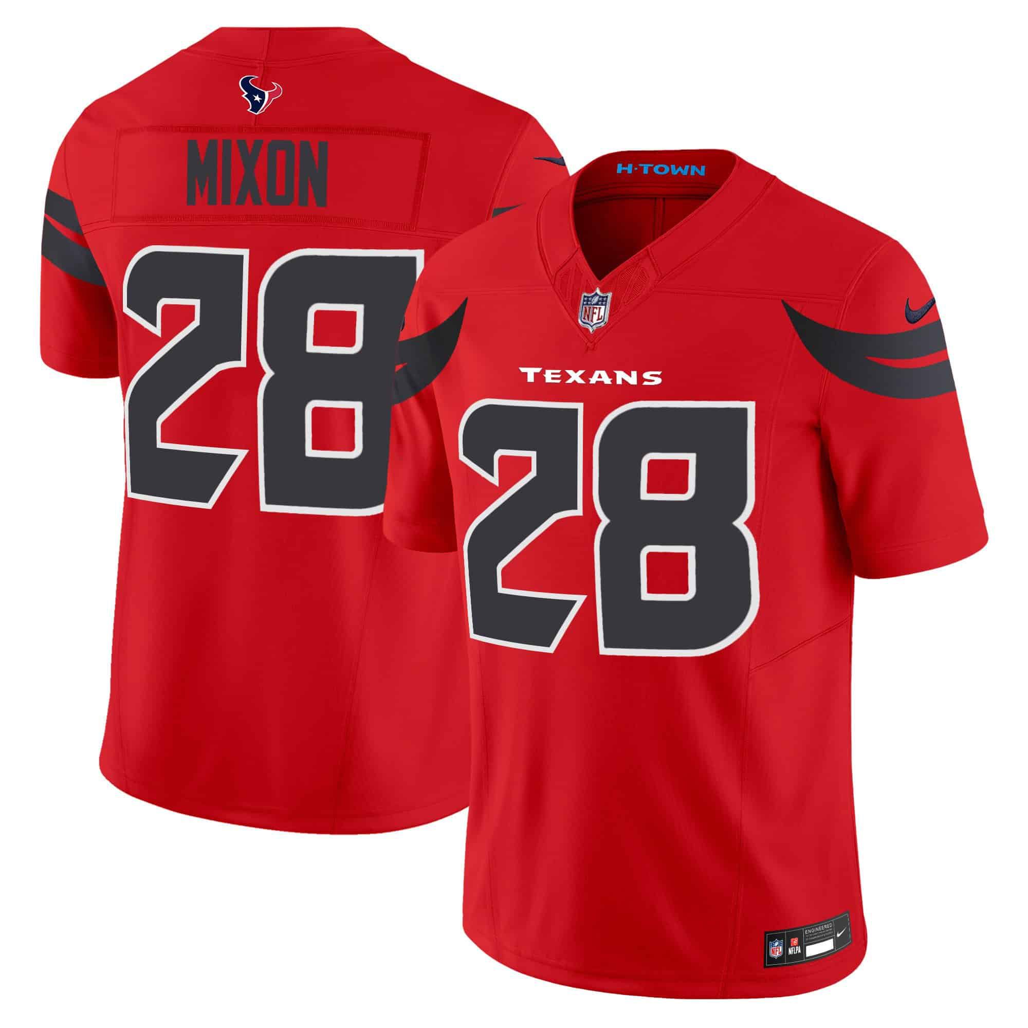Men Houston Texans #28 Mixon Red 2024 Nike Vapor Limited NFL Jersey